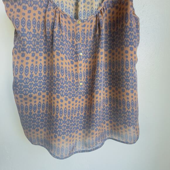 A.L.C. Silk Ikat Print Button Front Cami Tank Top Boho Minimalist Chic Layering - Picture 4 of 7